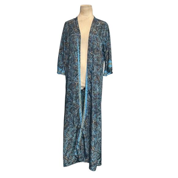 Raj Emporium blue paisley open front kimono robe size One Size - Picture 1 of 8